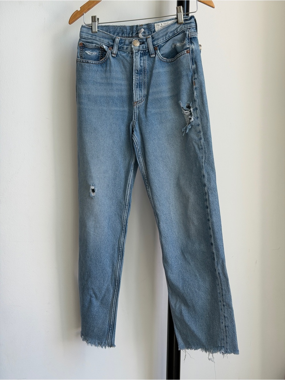 rag & bone Ruth Highrise Straight Leg Distressed Jeans